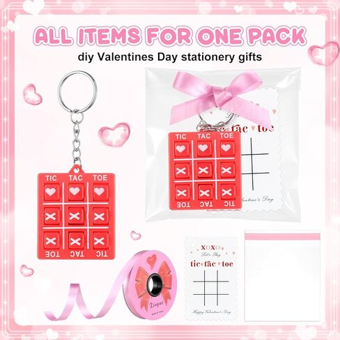 24 Set Tic Tac Toe Keychains with Holiday Cards Class Gifts Exchange Valentine's Day Gifts Bulk for Women Adult Valentines Holiday Party Favors in Saudi Arabia