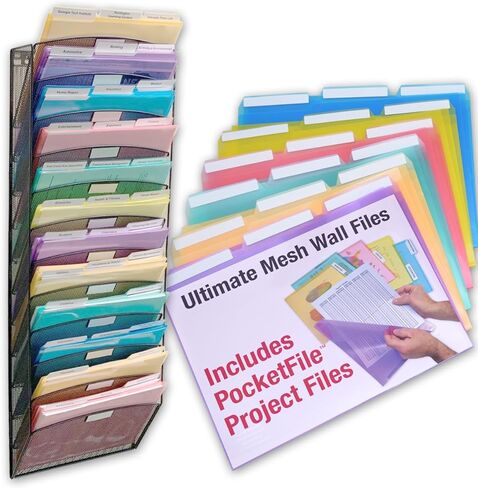 جيوب لمشروع مجلد المستندات من Ultimate Office PocketFile، قطع ثالثة، حجم الحروف، في 6 ألوان متنوعة، مجموعة من 18 قطعة in Kuwait