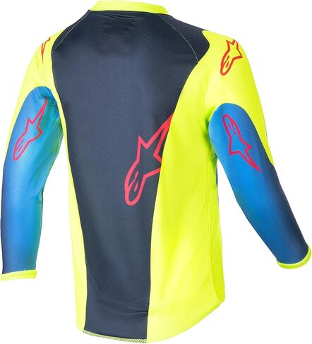 Alpinestars 3730124-525-XS: Kids Racer - Graphic 1 Jersey Ylw Fluo/Blue/Nt Navy Yxs in Saudi Arabia