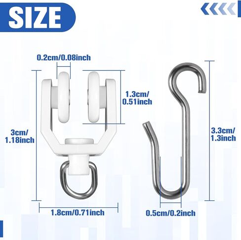 60 Pack Curtain Track Sets Ceiling Mount Curtains Tracks Hooks and Rollers Metal Curtain Track Hook S Shaped Small Curtains Metal Drape Wire Hooks for Ceiling Drape Tracks in Saudi Arabia