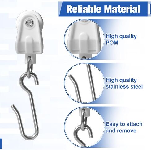 60 Pack Curtain Track Sets Ceiling Mount Curtains Tracks Hooks and Rollers Metal Curtain Track Hook S Shaped Small Curtains Metal Drape Wire Hooks for Ceiling Drape Tracks in Saudi Arabia