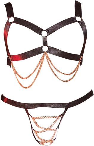 الرجال سيسي الصدرية G سلسلة Bralette القمم مثلي الجنس الملابس الداخلية الجسم الصدر حزام لربط الحيوانات حزام جرلي الرسن الملابس الداخلية بيكيني سراويل in Saudi Arabia
