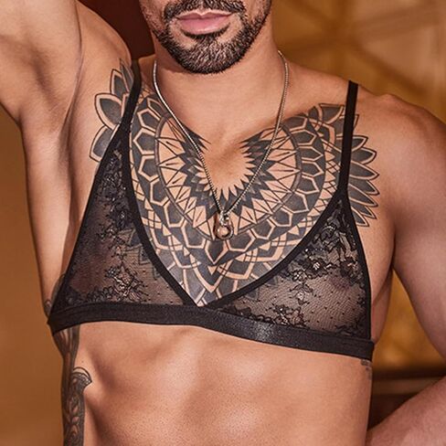 ABAFIP Men's Sissy Lingerie Lace Bra Sheer See Through Floral Bralette Crossdress Bikini Underwear in Saudi Arabia