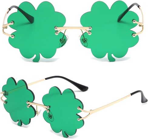 St. Patrick’s Day Irish Shamrock Sunglasses Green Four Leaf Clover Leprechaun Costume Glasses Party Favors Eyewear in Saudi Arabia