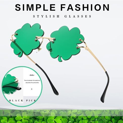 St. Patrick’s Day Irish Shamrock Sunglasses Green Four Leaf Clover Leprechaun Costume Glasses Party Favors Eyewear in Saudi Arabia
