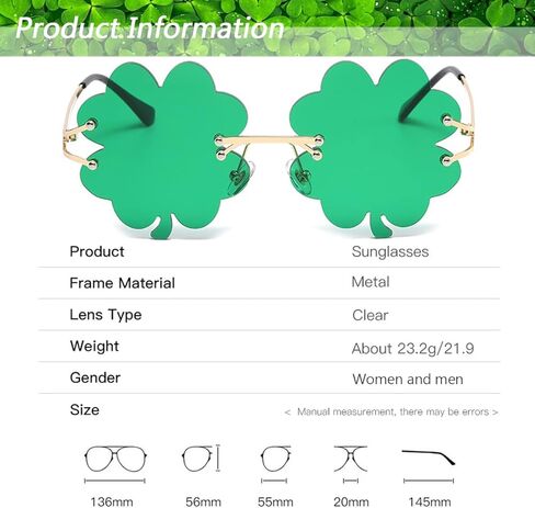 St. Patrick’s Day Irish Shamrock Sunglasses Green Four Leaf Clover Leprechaun Costume Glasses Party Favors Eyewear in Saudi Arabia