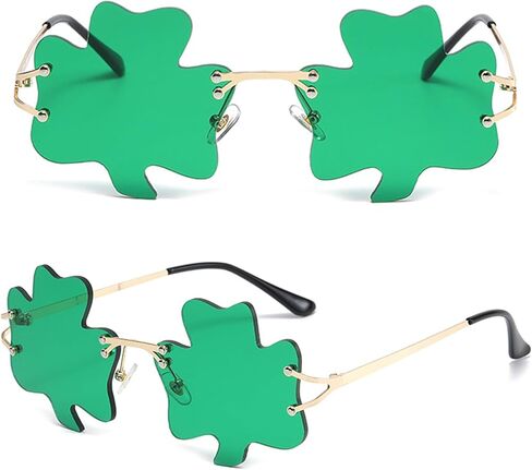St. Patrick’s Day Irish Shamrock Sunglasses Green Four Leaf Clover Leprechaun Costume Glasses Party Favors Eyewear in Saudi Arabia