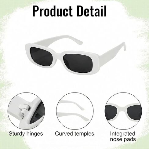 12 Pcs Wedding Sunglasses White Glasses Bulk with 5 Marker Pens, Customizable Retro Rectangle Frames Party Favors for Bachelorette Birthday Bridal Shower Wedding Party Guests Men Women in Saudi Arabia