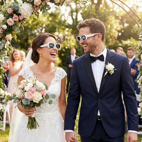 12 Pcs Wedding Sunglasses White Glasses Bulk with 5 Marker Pens, Customizable Retro Rectangle Frames Party Favors for Bachelorette Birthday Bridal Shower Wedding Party Guests Men Women in Saudi Arabia