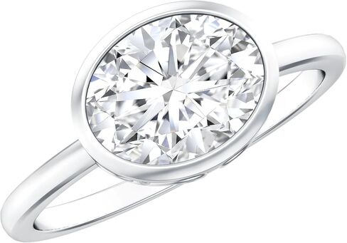 Certified 2 Carat Lab Grown Diamond Engagement Ring, Ef-Vs Quality, Bezel Set Diamond Oval Ring - Gift For Her in Saudi Arabia