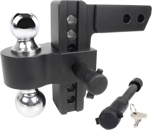 Trailer Hitch (Fits 2-Inch Receiver) - Heavy Duty Aluminum Tow Hitches with 6-Inch Drop/Rise for Truck (12,500 LBS GTW) - Weatherproof Double Anti-Theft Locking Hitch Pins (Black) in Saudi Arabia