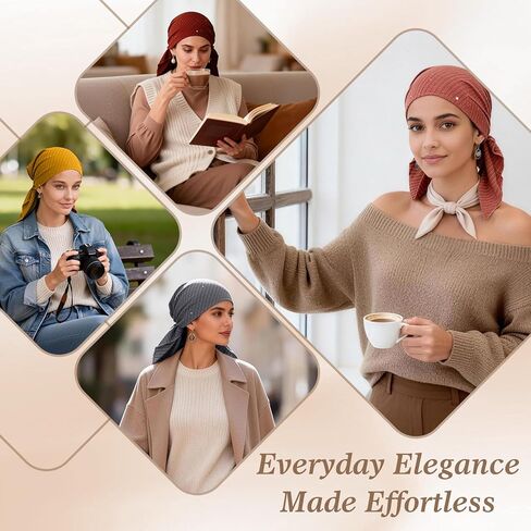 أوشحة رأس مربوطة مسبقًا للنساء - أغطية رأس عمامة لامعة عصرية، أغطية رأس أنيقة للعلاج الكيميائي، أغطية شعر أنيقة in Kuwait