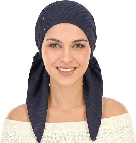 أوشحة رأس مربوطة مسبقًا للنساء - أغطية رأس عمامة لامعة عصرية، أغطية رأس أنيقة للعلاج الكيميائي، أغطية شعر أنيقة in Kuwait