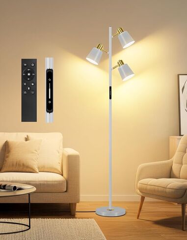 مصباح أرضية الأشجار LED LED ، مصباح قائم بذاته حديثًا مع التحكم عن بُعد واللمس ، 4 درجات حرارة ملونة ، 3 مصابيح أرضية قابلة للتدوير لغرفة المعيشة ، غرفة نوم ، مكتب ، أسود وذهبي in Saudi Arabia