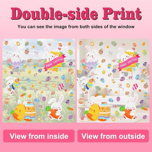Easter Window Clings,9 Sheets Easter Bunny Egg Tree Chick Window Cling Multicolor Decorations for Glass Spring Window Clings Decal in Saudi Arabia