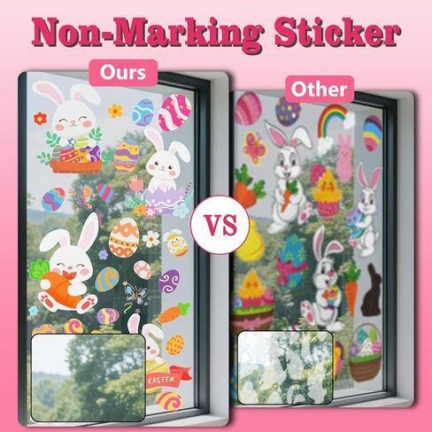 Easter Window Clings,9 Sheets Easter Bunny Egg Tree Chick Window Cling Multicolor Decorations for Glass Spring Window Clings Decal in Saudi Arabia