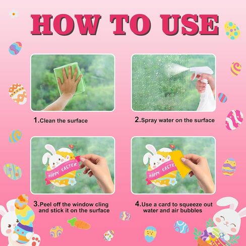 Easter Window Clings,9 Sheets Easter Bunny Egg Tree Chick Window Cling Multicolor Decorations for Glass Spring Window Clings Decal in Saudi Arabia