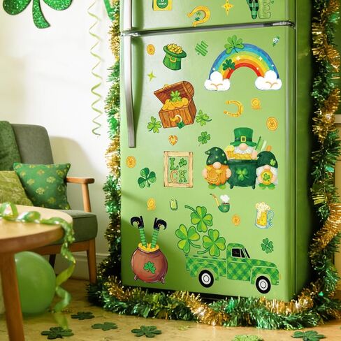 255 قطعة من ملصقات النوافذ لعيد القديس باتريك، 9 أوراق حظًا سعيدًا، عملات معدنية شامروك ليبرشاون، ملصقات زجاجية لديكور نوافذ عيد القديس باتريك في المنزل والمكتب والمدرسة والربيع in Kuwait