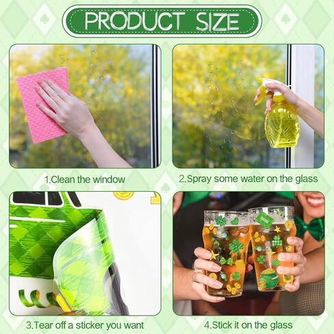 255 قطعة من ملصقات النوافذ لعيد القديس باتريك، 9 أوراق حظًا سعيدًا، عملات معدنية شامروك ليبرشاون، ملصقات زجاجية لديكور نوافذ عيد القديس باتريك في المنزل والمكتب والمدرسة والربيع in Kuwait