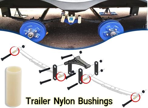 16Pcs Trailer Leaf Spring Bushing Kit 9/16" ID 11/16" OD 1-3/4" Long, Heavy Duty Nylon Shackle Bushing for Double Eye Springs & Trailer Axle Equators, Replacement for 722106 (Nylon) in Saudi Arabia