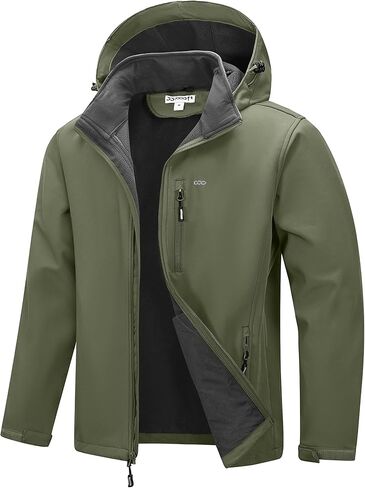 33,000ft Men's Softshell Jacket with Hood Fleece Lined Windbreaker Lightweight Waterproof Jackets for Hiking in Saudi Arabia