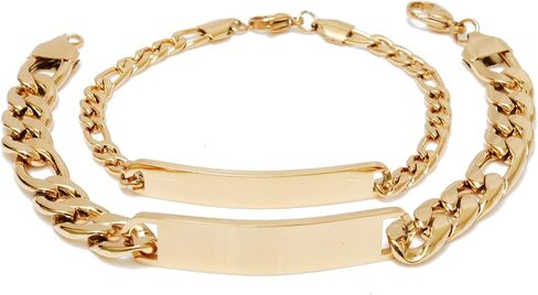 Personalized 18K Gold Plated Couple Bracelets Custom Engraving His Hers Name ID Matching Set for Women Friendship Men Lover Relationship in Saudi Arabia