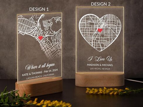 Where We Met Map Gifts, Valentine Gifts for Her, Custom Couple Night Light, Personalized Our First Date Acrylic Plaque, Where It All Began Location Plaque in Saudi Arabia