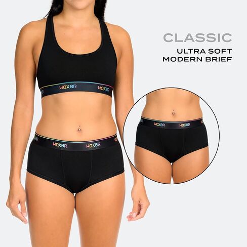 Woxer XX-Large (Black 2.0 + Pride Black + Heather Grey) Womens Boxer Briefs Underwear, Classic Brief Style Boyshorts Panties, Soft Anti-Chafing, No Roll Inseam in Saudi Arabia