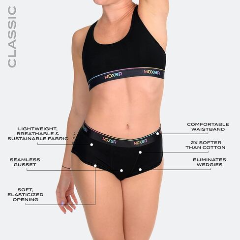 Woxer XX-Large (Black 2.0 + Pride Black + Heather Grey) Womens Boxer Briefs Underwear, Classic Brief Style Boyshorts Panties, Soft Anti-Chafing, No Roll Inseam in Saudi Arabia