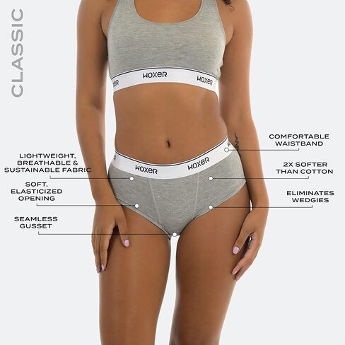 Woxer XX-Large (Black 2.0 + Pride Black + Heather Grey) Womens Boxer Briefs Underwear, Classic Brief Style Boyshorts Panties, Soft Anti-Chafing, No Roll Inseam in Saudi Arabia