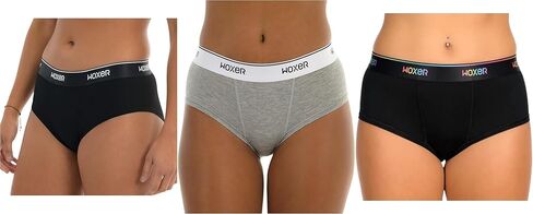 Woxer XX-Large (Black 2.0 + Pride Black + Heather Grey) Womens Boxer Briefs Underwear, Classic Brief Style Boyshorts Panties, Soft Anti-Chafing, No Roll Inseam in Saudi Arabia