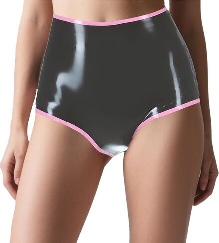 IOKUKI شورت مطاطي من اللاتكس للنساء، سراويل داخلية من اللاتكس عالية الخصر مصنوعة يدويًا، سراويل داخلية للنادي ذات طابع مسرحي in Kuwait