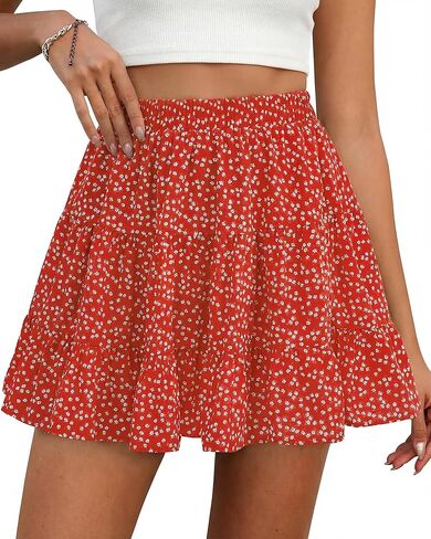 BTFBM Summer Skirts for Women 2026 Floral High Waist Shorts Underneath Boho Tiered Flowy Tennis Skorts Casual Mini Skirt in Saudi Arabia