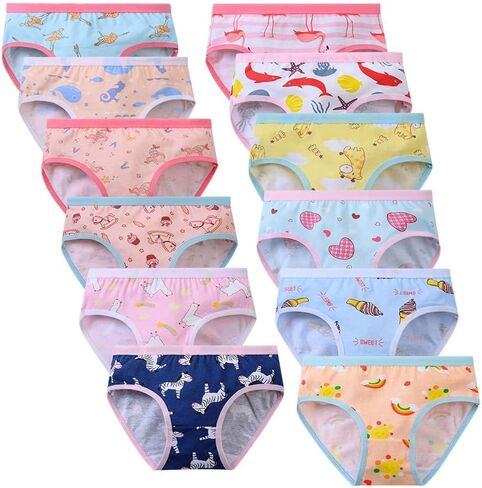 Girls Cotton Underwear Cute Print Soft Breathable Briefs 12 Packs in Saudi Arabia