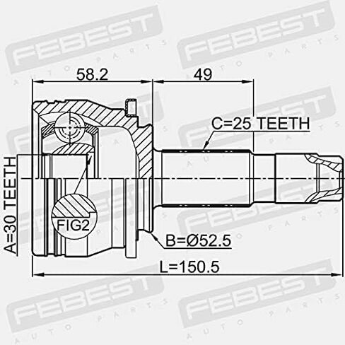Outer Cv Joint 30X52.6X25 Febest 1010-T300 Oem 95228684 in Saudi Arabia