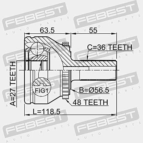 Outer Cv Joint 27X56.5X36 Febest 2710-XC90 Oem 8603802 in Saudi Arabia