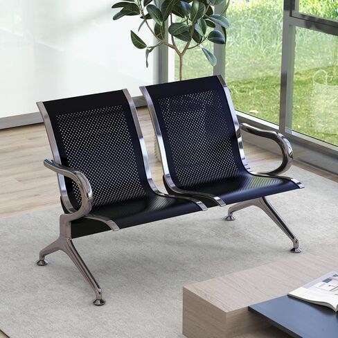 Kinsuite 5-Seat Office Guest Chairs & Reception Chairs - Waiting Room Chairs Airport Reception Seat Bench, Guest Chairs with Arms Lobby Bench Seating for Office Bank Airport Hospital, Black in Saudi Arabia