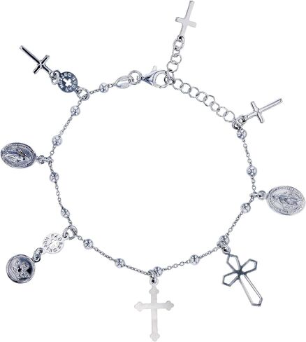 Sterling Silver Religious Rosary Bracelets | Virgin Mary | Angel | Cross | Heart | Charm Bracelets | in Saudi Arabia