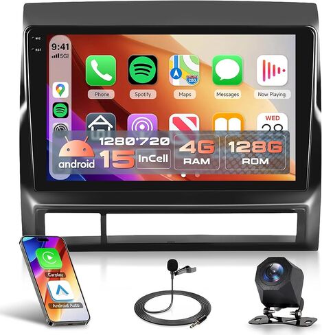 أندرويد ستيريو سيارة لسيارة تويوتا تاكوما 2005-2015 مع آبل كاربلاي، راديو سيارة بشاشة تعمل باللمس 9 بوصة مع نظام تحديد المواقع الملاحة، بلوتوث FM هاي فاي أندرويد تلقائي + كاميرا احتياطية AHD in Kuwait