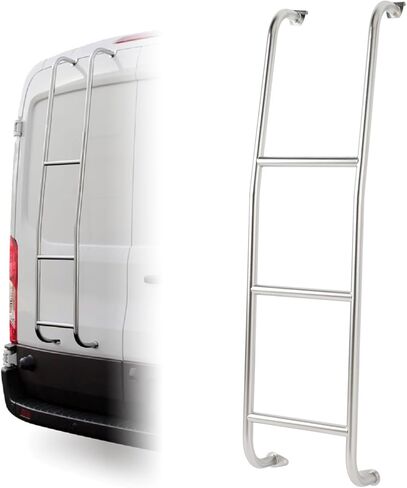 Areyourshop 093TS Stainless Steel 3-Step Van Ladder Rear Step Ladder for Ford Transit Low Roof Vans 2014 2015 2016 2017 2018 2019 2020 2021 2022 2023 2024 2025 in Saudi Arabia