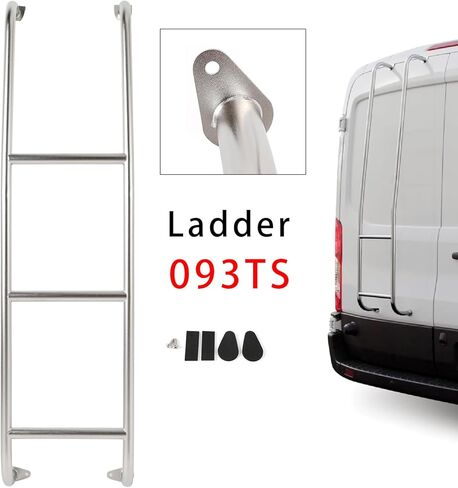 Areyourshop 093TS Stainless Steel 3-Step Van Ladder Rear Step Ladder for Ford Transit Low Roof Vans 2014 2015 2016 2017 2018 2019 2020 2021 2022 2023 2024 2025 in Saudi Arabia