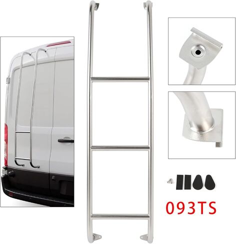 Areyourshop 093TS Stainless Steel 3-Step Van Ladder Rear Step Ladder for Ford Transit Low Roof Vans 2014 2015 2016 2017 2018 2019 2020 2021 2022 2023 2024 2025 in Saudi Arabia