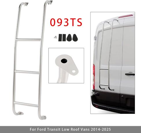 Areyourshop 093TS Stainless Steel 3-Step Van Ladder Rear Step Ladder for Ford Transit Low Roof Vans 2014 2015 2016 2017 2018 2019 2020 2021 2022 2023 2024 2025 in Saudi Arabia