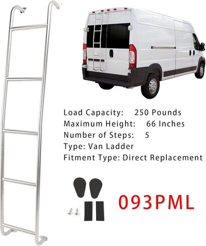Areyourshop Stainless Steel 5-Step Van Ladder Rear Step Ladder 093PML For Dodge Ram ProMaster High Roof 2014-2025 in Saudi Arabia