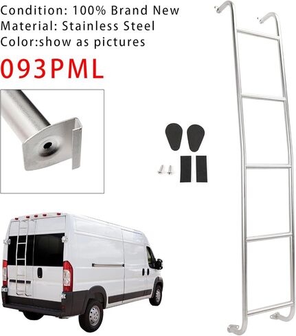 Areyourshop Stainless Steel 5-Step Van Ladder Rear Step Ladder 093PML For Dodge Ram ProMaster High Roof 2014-2025 in Saudi Arabia