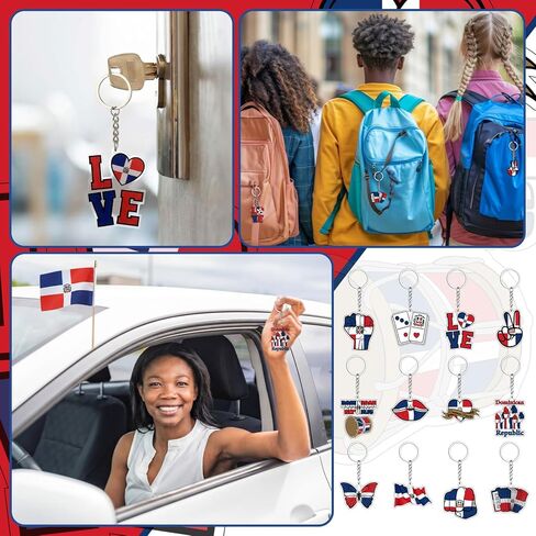 Kigeli 36 Pcs Dominican Republic Acrylic Keychains Dominican Flag Souvenirs Keepsake Gift Bulk National Day Party Favors Decorations for Friends Men Women Bag Charm National Day Supplies Travel Gift in Saudi Arabia