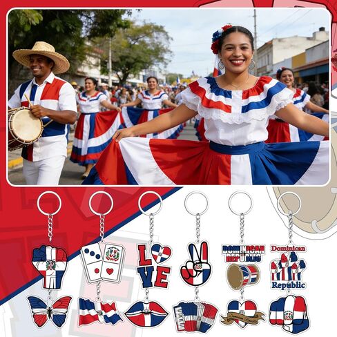 Kigeli 36 Pcs Dominican Republic Acrylic Keychains Dominican Flag Souvenirs Keepsake Gift Bulk National Day Party Favors Decorations for Friends Men Women Bag Charm National Day Supplies Travel Gift in Saudi Arabia