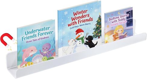 رف كتب مغناطيسي من الأكريليك للسبورة البيضاء - حامل عرض كتب بسعة تحميل 8.8 رطل للمعلمين، رف أبيض عائم مغناطيسي لمنظم مكتب الفصل الدراسي in Kuwait