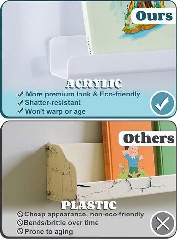 رف كتب مغناطيسي من الأكريليك للسبورة البيضاء - حامل عرض كتب بسعة تحميل 8.8 رطل للمعلمين، رف أبيض عائم مغناطيسي لمنظم مكتب الفصل الدراسي in Kuwait