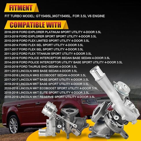 مجموعة شاحن توربيني جديد GT1549SL يسار ويمين متوافق مع Ford 2010-2019 Explorer Flex Taurus 3.5L Lincoln MKT MKS 3.5L يستبدل # AA5Z6K682CA، A0007A0055 in Saudi Arabia